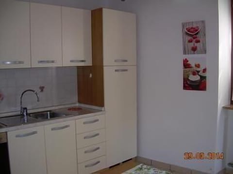 Fridge, stovetop, espresso maker, coffee/tea maker