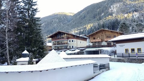 View of the apartment house in winter