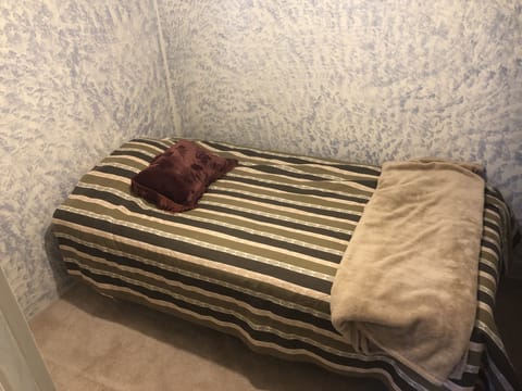 Single bed in large walk-in closet upstairs
(So can sleep 9 in a pinch)