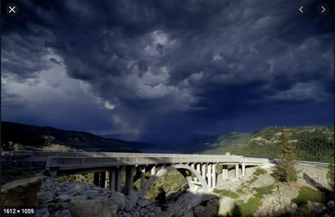 Storming over Donner Lake and Rainbow Bridge on old Hwy 40.