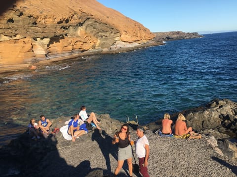 On the beach, beach towels