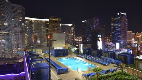 A rooftop pool, a heated pool