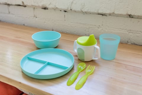 Got little ones? Use our kids serving ware, sippies, bibs, and a highchair.