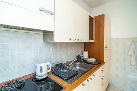 Fridge, oven, stovetop, electric kettle