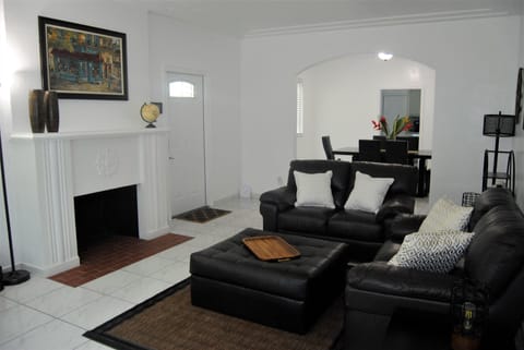 Living area | TV, fireplace, music library, video library