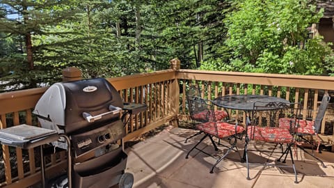 West facing patio with gas grill and patio furniture. Great sunset views.