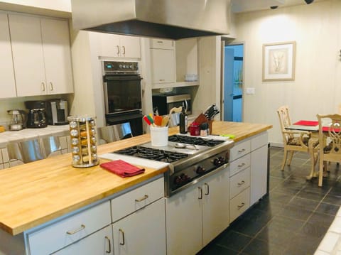 Butcher Block Counter and Wolfe Range