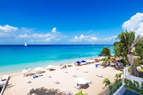 On the beach, beach umbrellas