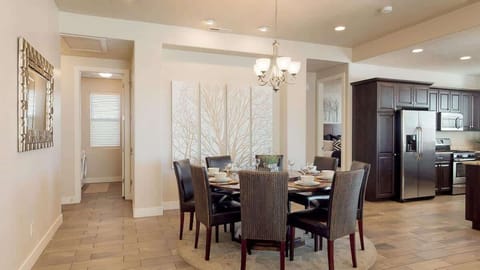 Dining table with seating for 8