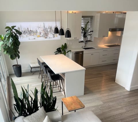 view of kitchen from TV room