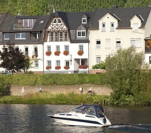 Our Zell apartment house overlooking the Mosel River and bike path.