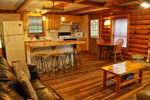 Kitchen with large island for preparing and serving meals