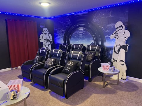 Explore the Galaxy with storm troopers in our brand new Star Wars theater room!