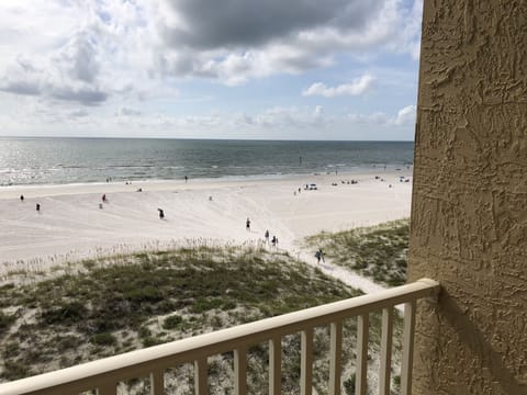 On the beach, sun loungers, beach towels