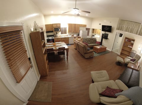 Main living area with Entrance on the left.
55" smart TV with RUKU and DVD