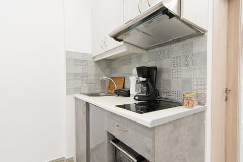 Fridge, oven, coffee/tea maker, electric kettle