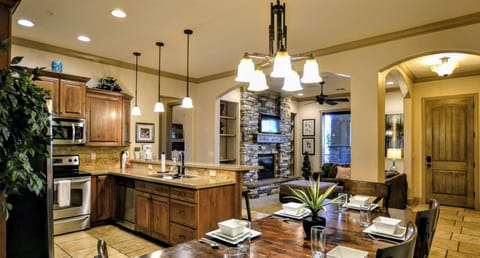 Open concept kitchen and living area. 