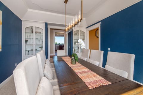 Dine together inside in this cozy dining room.