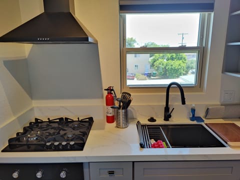 stove and kitchen sink