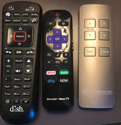 Dish TV, Roku, Adjustable Bed