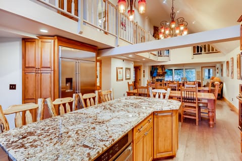 Open to dining and living area