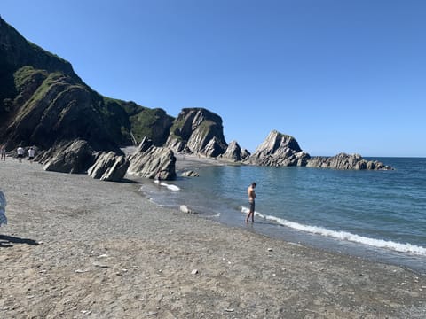 Beach nearby, sun loungers