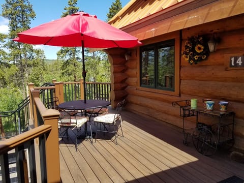 Back Deck overlooking Patio and Hot Tub