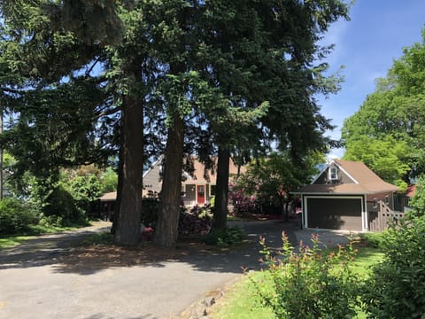 Front-of-house circle driveway with covered parking.  Yard space for play!