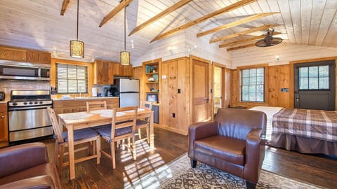 View into Kitchen and Dining from Living Space
