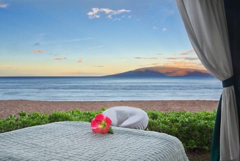 On the beach, beach towels