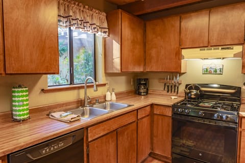 Simple well-stocked kitchen
