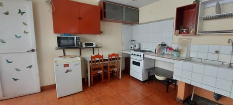 Fridge, microwave, oven, electric kettle