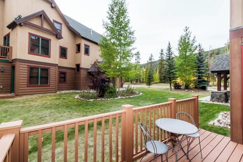 Private deck with outdoor seating.