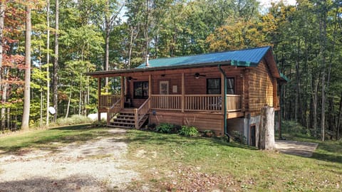 Captivating Cabin Front View with a Spacious Covered Porch