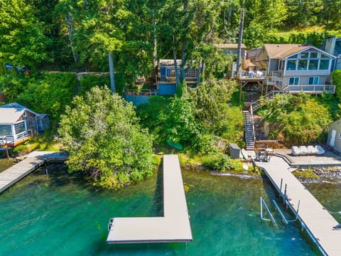 Private dock and lakefront, arial.