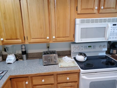 Fridge, microwave, stovetop, dishwasher