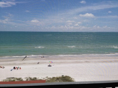 On the beach, sun loungers, beach towels