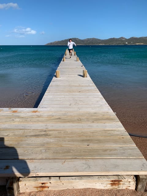 On the beach, sun loungers