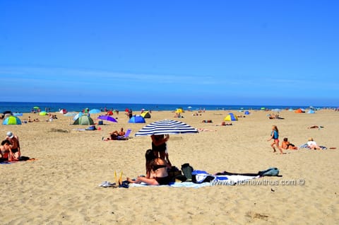 Beach nearby, sun loungers