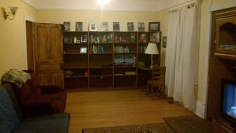 TV, DVD player, books, music library