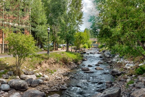 View of Blue River from the Riverwalk Center in Breckenridge, Colorado