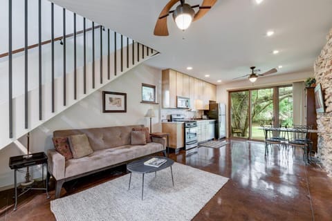 Downstairs living, dining and kitchen.