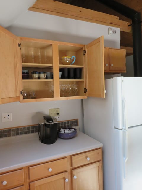 Full-size fridge, microwave, oven, stovetop