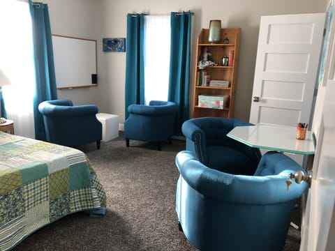 barrel chairs are awesome to plop into at the end of the day. (there are 2)
