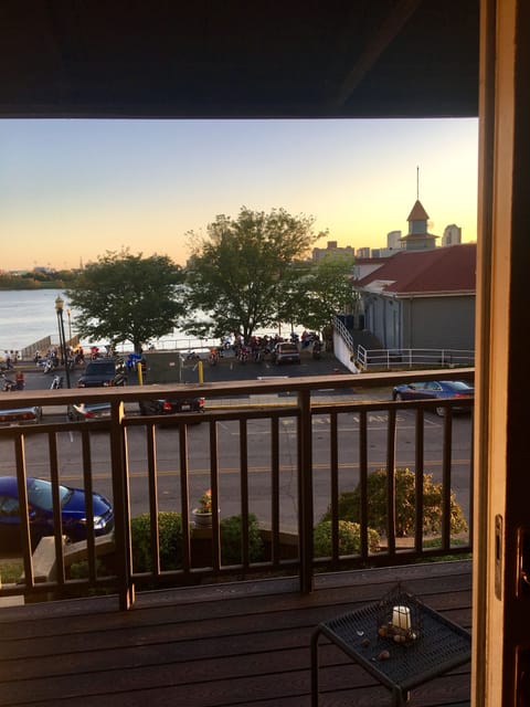 The balcony off the master bedroom