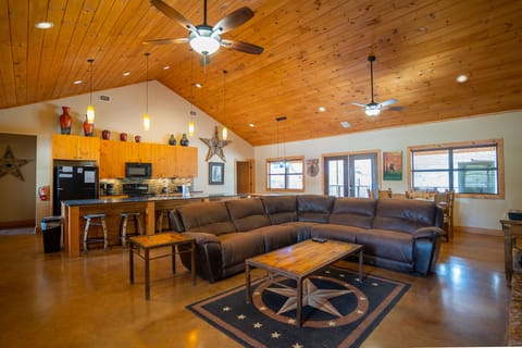 View of living room and kitchen