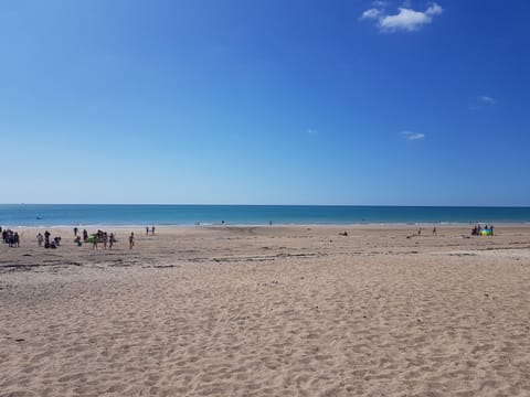 Beach nearby, sun loungers