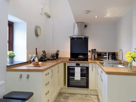 Galley style kitchen area | Snowdrop Cottage - Penfeidr Cottages, Glanrhyd, near Newport