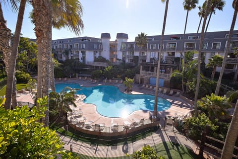 This is your view of the heated swimming pool from the balcony.