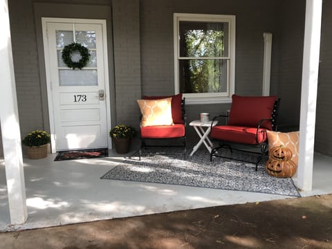 Private patio with comfortable chairs